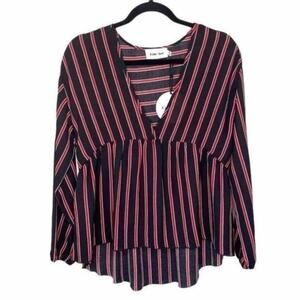 Line + Dot NWT Black and Red Striped Blouse Small